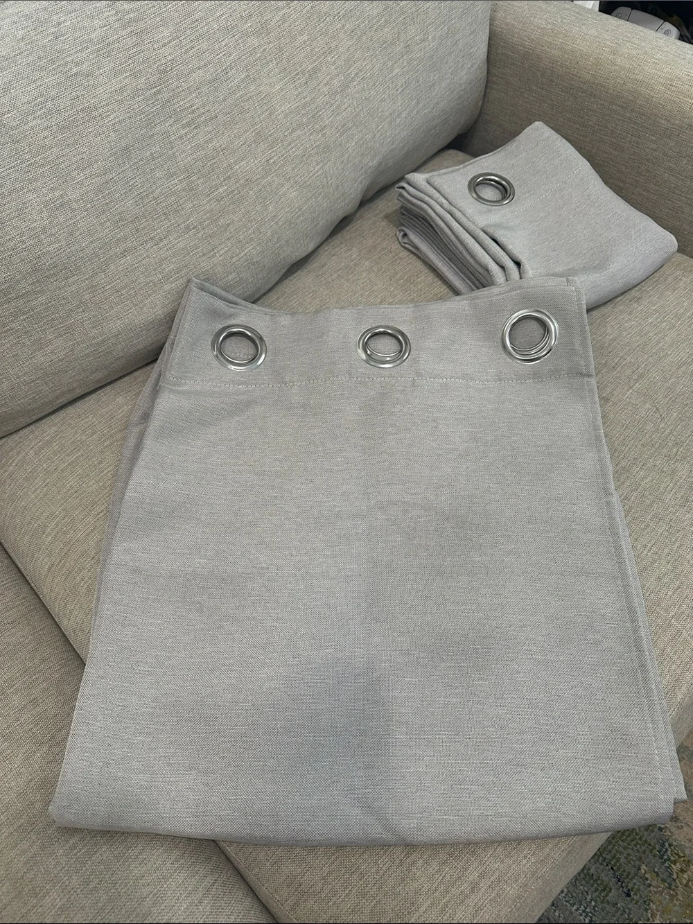 😴 Light Gray Brown Grommet Top Blackout Curtain Panel Pair
